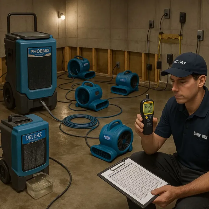 Structural Drying and Dehumidification process in Ward, AR